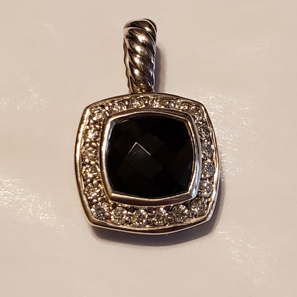 David Yurman Sterling Silver Black Onyx and Diamond Petite Albion pendant
